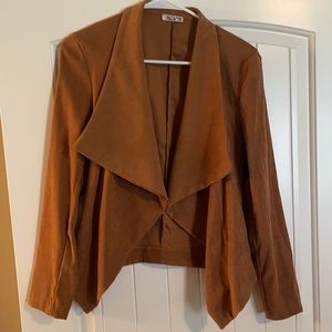 Faux Suede Open Front Moro Jacket
